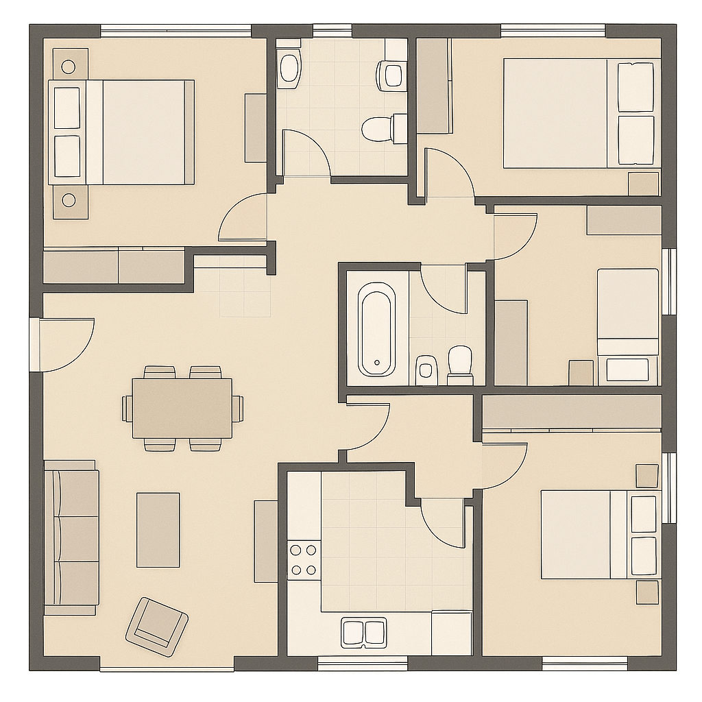 Grundriss 3-Zimmer – Vorschau